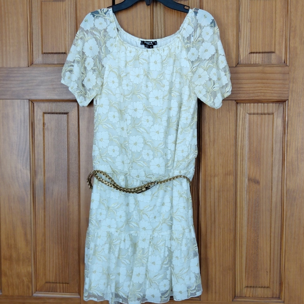 Lace Gold & Cream Dress